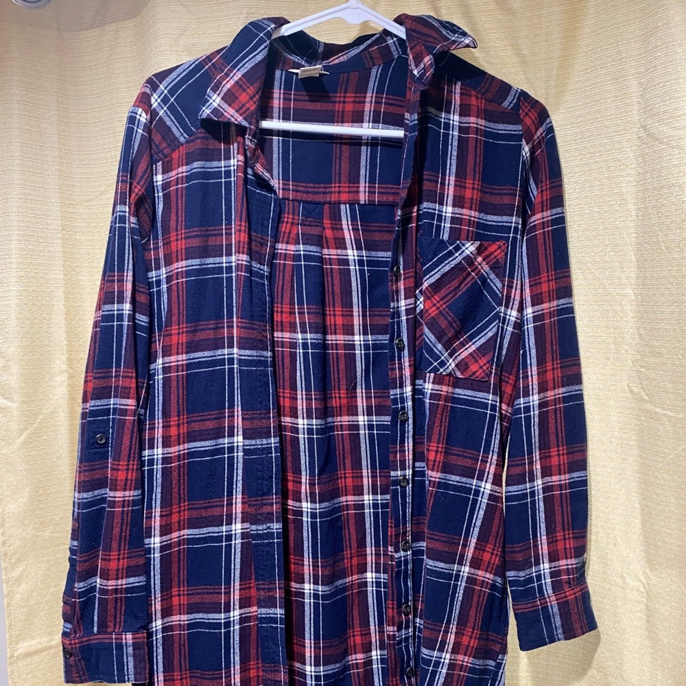 Red white and blue flannel, size small